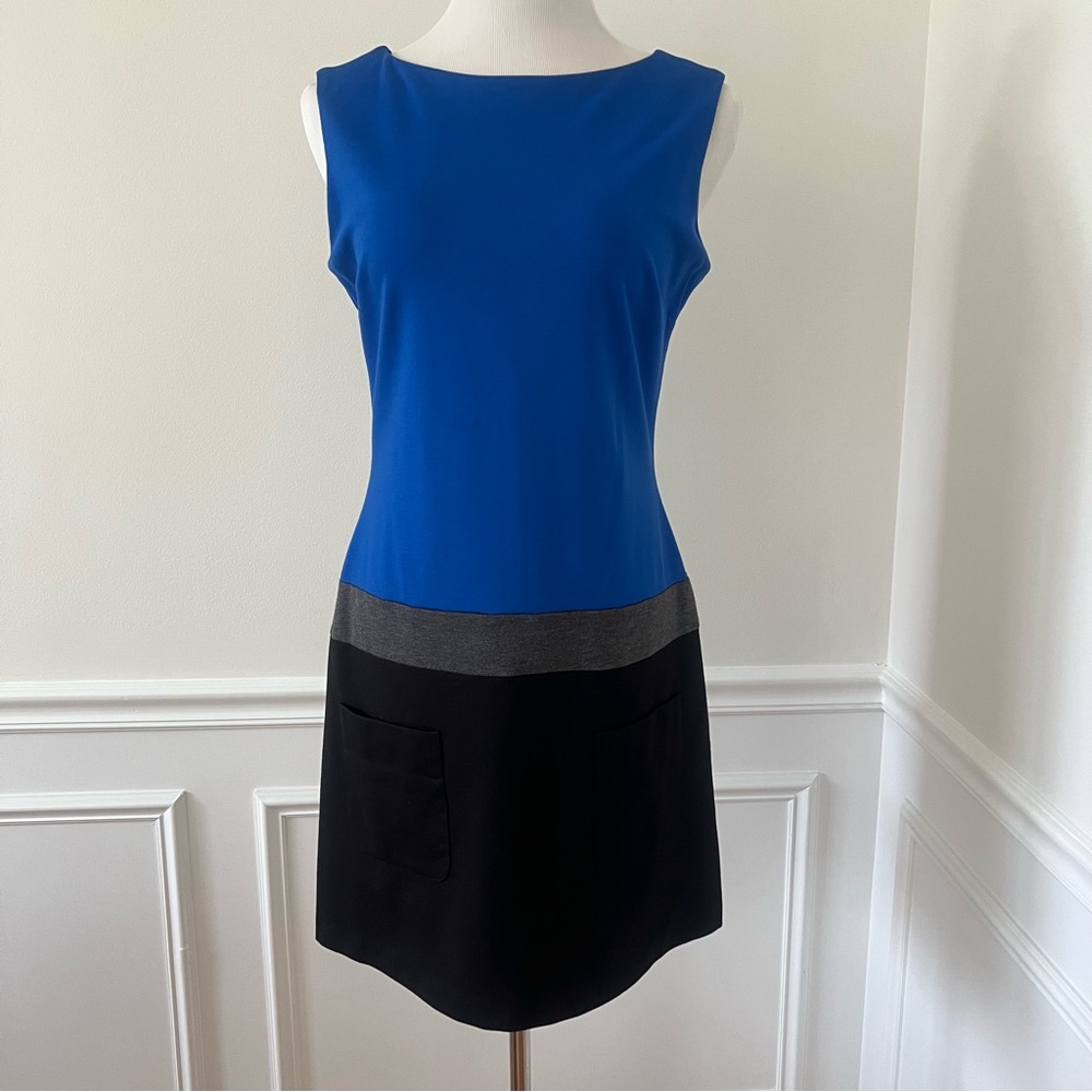 Le Chateau Colorblock Sleeveless Dress Blue Black Gray Size M - Picture 7 of 8